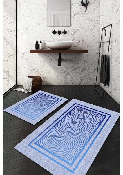 Dijital Baskılı Kaymaz Taban Yıkanabilir 2'li Klozet Takımı Banyo Paspası NDKZ-SD-837