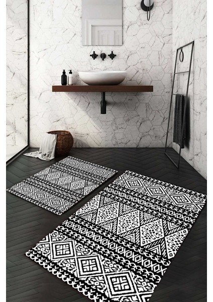 Dijital Baskılı Kaymaz Taban Yıkanabilir 2'li Klozet Takımı Banyo Paspası NDKZ-SD-843