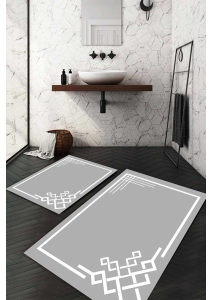 Dijital Baskılı Kaymaz Taban Yıkanabilir 2'li Klozet Takımı Banyo Paspası NDKZ-HT-856