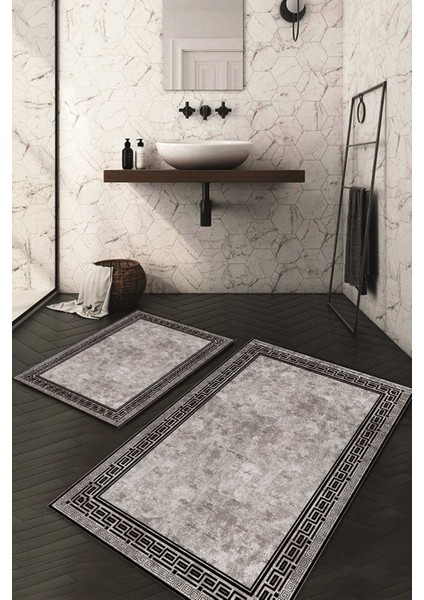 Dijital Baskılı Kaymaz Taban Yıkanabilir 2'li Klozet Takımı Banyo Paspası NDKZ-SD-863