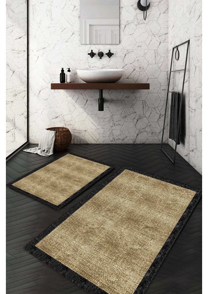 Dijital Baskılı Kaymaz Taban Yıkanabilir 2'li Klozet Takımı Banyo Paspası NDKZ-SD-871