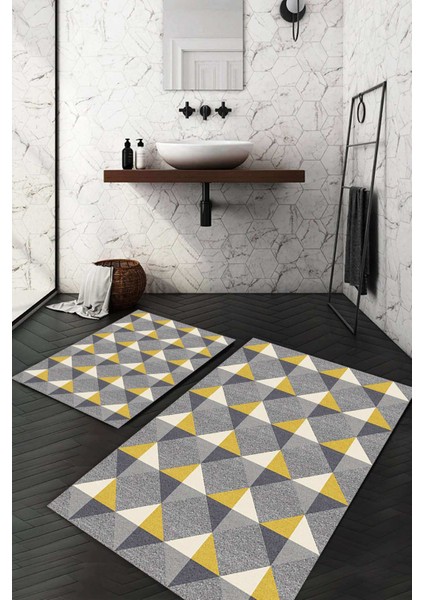 Dijital Baskılı Kaymaz Taban Yıkanabilir 2'li Klozet Takımı Banyo Paspası NDKZ-HT-975