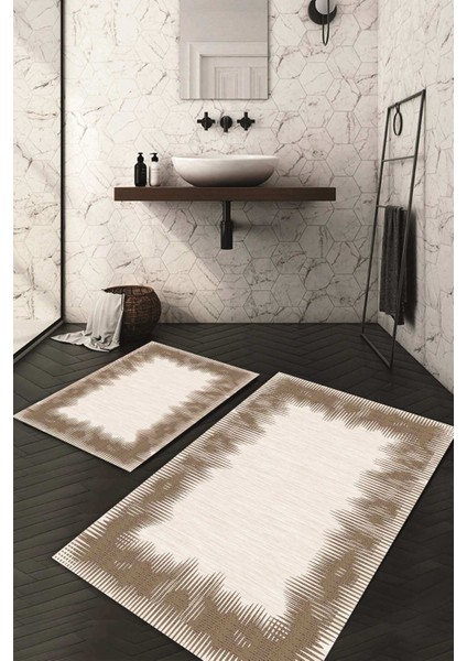 Dijital Baskılı Kaymaz Taban Yıkanabilir 2'li Klozet Takımı Banyo Paspası NDKZ-HY-1183
