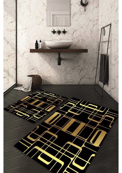 Dijital Baskılı Kaymaz Taban Yıkanabilir 2'li Klozet Takımı Banyo Paspası NDKZ-SD-974