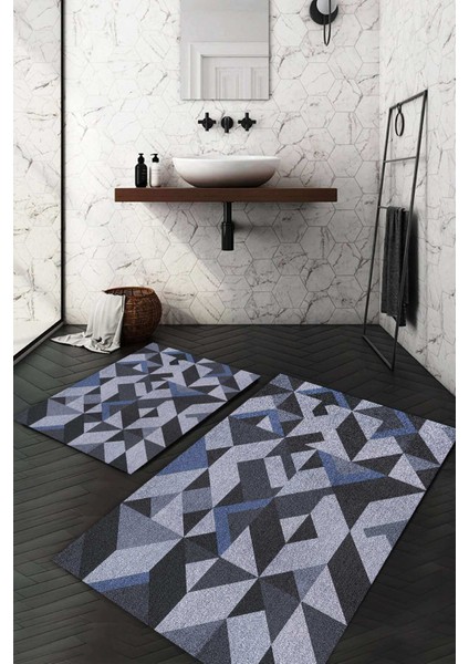 Dijital Baskılı Kaymaz Taban Yıkanabilir 2'li Klozet Takımı Banyo Paspası NDKZ-SD-1010
