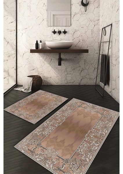 Dijital Baskılı Kaymaz Taban Yıkanabilir 2'li Klozet Takımı Banyo Paspası Ndkz-Hk-84