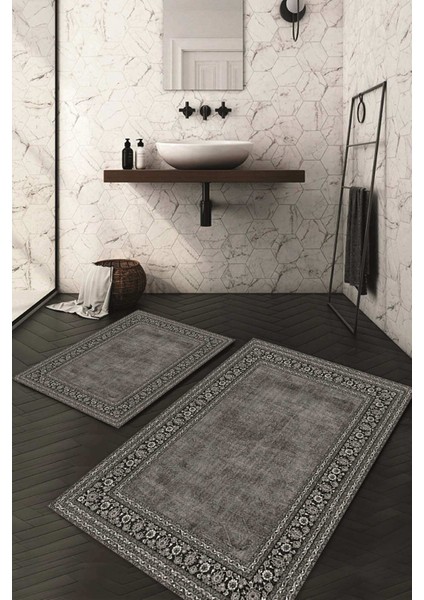 Dijital Baskılı Kaymaz Taban Yıkanabilir 2'li Klozet Takımı Banyo Paspası NDKZ-HT-127
