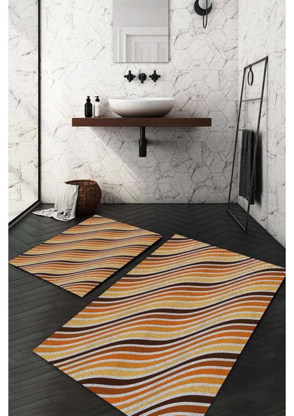 Dijital Baskılı Kaymaz Taban Yıkanabilir 2'li Klozet Takımı Banyo Paspası NDKZ-SD-822