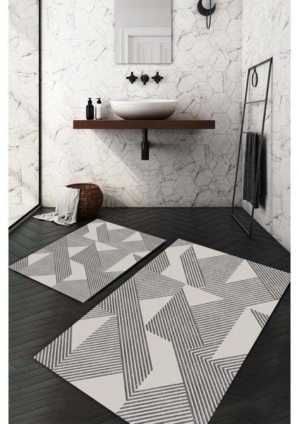 Dijital Baskılı Kaymaz Taban Yıkanabilir 2'li Klozet Takımı Banyo Paspası NDKZ-SD-936