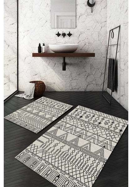 Dijital Baskılı Kaymaz Taban Yıkanabilir 2'li Klozet Takımı Banyo Paspası NDKZ-SD-945