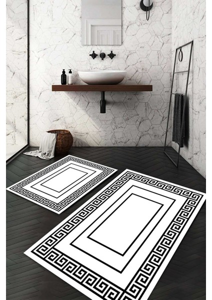 Dijital Baskılı Kaymaz Taban Yıkanabilir 2'li Klozet Takımı Banyo Paspası NDKZ-HT-1482