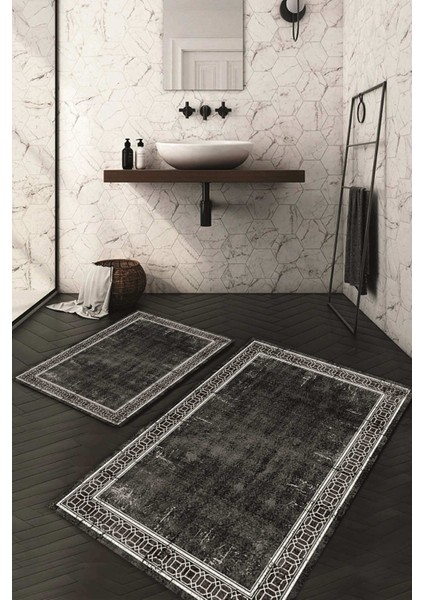 Dijital Baskılı Kaymaz Taban Yıkanabilir 2'li Klozet Takımı Banyo Paspası NDKZ-HT-238