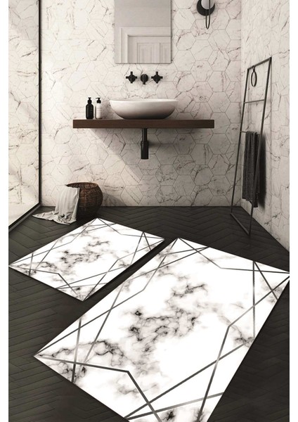 Dijital Baskılı Kaymaz Taban Yıkanabilir 2'li Klozet Takımı Banyo Paspası NDKZ-HT-327