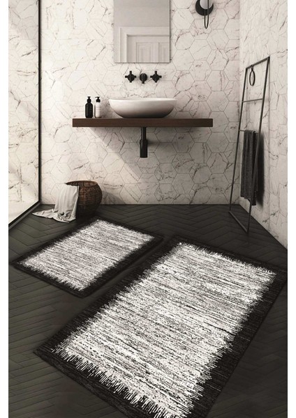 Dijital Baskılı Kaymaz Taban Yıkanabilir 2'li Klozet Takımı Banyo Paspası NDKZ-HS-383