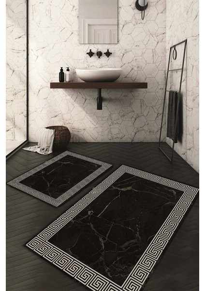 Dijital Baskılı Kaymaz Taban Yıkanabilir 2'li Klozet Takımı Banyo Paspası NDKZ-HT-162