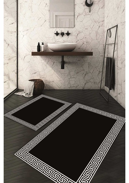 Dijital Baskılı Kaymaz Taban Yıkanabilir 2'li Klozet Takımı Banyo Paspası NDKZ-HS-417