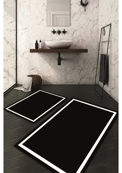 Dijital Baskılı Kaymaz Taban Yıkanabilir 2'li Klozet Takımı Banyo Paspası NDKZ-HT-831