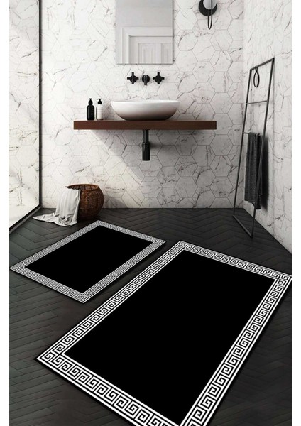 Dijital Baskılı Kaymaz Taban Yıkanabilir 2'li Klozet Takımı Banyo Paspası NDKZ-HT-840