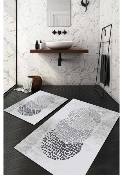 Dijital Baskılı Kaymaz Taban Yıkanabilir 2'li Klozet Takımı Banyo Paspası NDKZ-SD-392