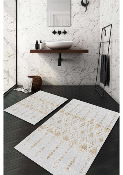 Dijital Baskılı Kaymaz Taban Yıkanabilir 2'li Klozet Takımı Banyo Paspası NDKZ-SD-612