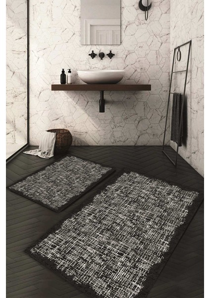 Dijital Baskılı Kaymaz Taban Yıkanabilir 2'li Klozet Takımı Banyo Paspası NDKZ-HT-181
