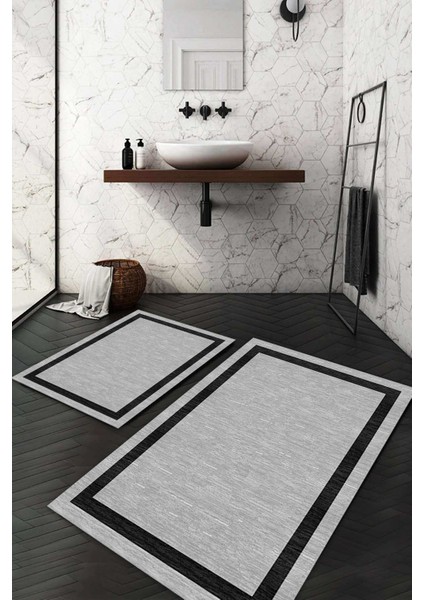 Dijital Baskılı Kaymaz Taban Yıkanabilir 2'li Klozet Takımı Banyo Paspası NDKZ-HT-1588