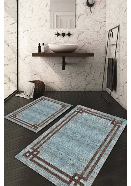 Dijital Baskılı Kaymaz Taban Yıkanabilir 2'li Klozet Takımı Banyo Paspası NDKZ-HY-1302