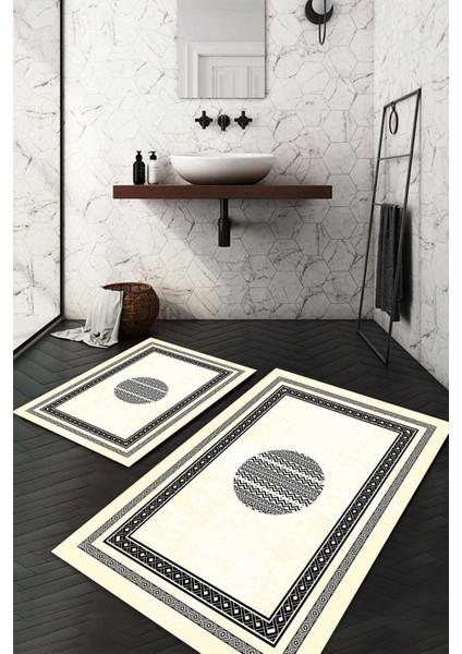 Dijital Baskılı Kaymaz Taban Yıkanabilir 2'li Klozet Takımı Banyo Paspası NDKZ-SD-1084