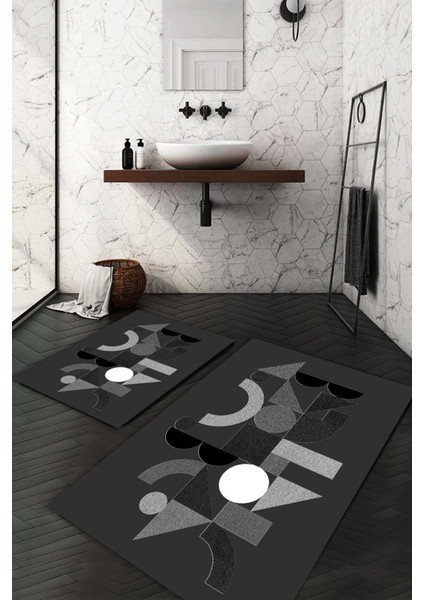 Dijital Baskılı Kaymaz Taban Yıkanabilir 2'li Klozet Takımı Banyo Paspası NDKZ-SD-928