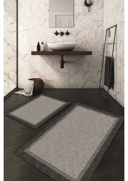 Dijital Baskılı Kaymaz Taban Yıkanabilir 2'li Klozet Takımı Banyo Paspası NDKZ-HT-232