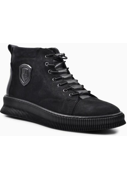 M5733 Kalın Düz Taban Lastikli Deri Erkek Bot