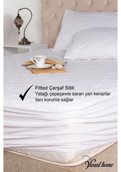 %100 Pamuklu Kapitone, Fitted Full Kenar, Sıvı Geçirmez, Tek Kişilik Yatak Koruyucu Çarşaf Alez 90 x 190