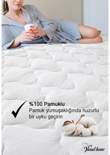%100 Pamuklu Kapitone, Fitted Full Kenar, Su & Sıvı Geçirmez, Çift Kişilik Yatak Koruyucu Alez 150 x 200 fırsatları