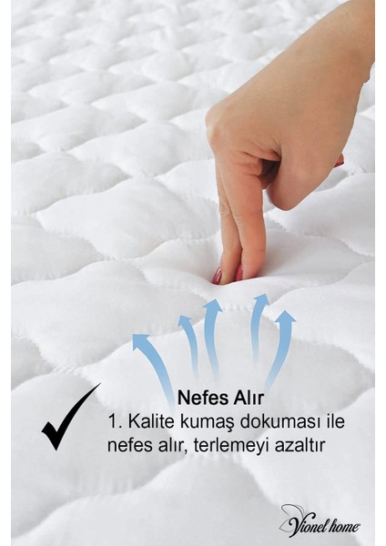 %100 Pamuklu Kapitone, Fitted Full Kenar, Su & Sıvı Geçirmez, Çift Kişilik Yatak Koruyucu Alez 180 x 200 indirimleri