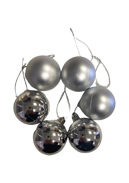 Yılbaşı Top Ağaç Süsü 6'lı 5cm Gümüş