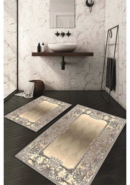 Dijital Baskılı Kaymaz Taban Yıkanabilir 2'li Klozet Takımı Banyo Paspası Ndkz-Hk-81