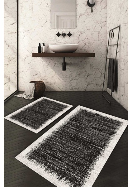 Dijital Baskılı Kaymaz Taban Yıkanabilir 2'li Klozet Takımı Banyo Paspası NDKZ-HS-384