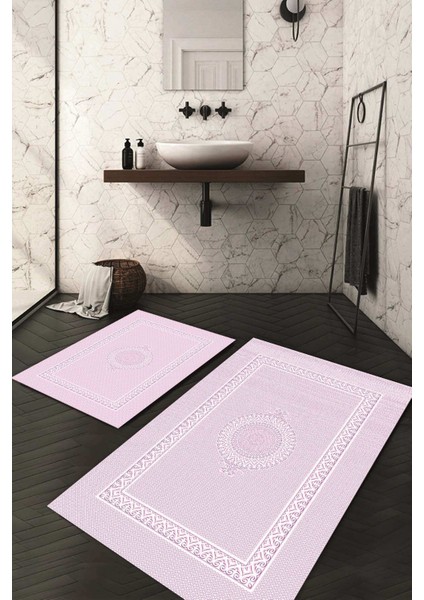 Dijital Baskılı Kaymaz Taban Yıkanabilir 2'li Klozet Takımı Banyo Paspası NDKZ-HS-565