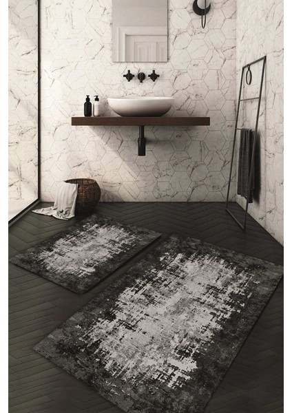 Dijital Baskılı Kaymaz Taban Yıkanabilir 2'li Klozet Takımı Banyo Paspası NDKZ-HT-500