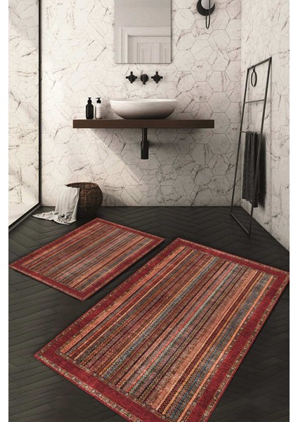 Dijital Baskılı Kaymaz Taban Yıkanabilir 2'li Klozet Takımı Banyo Paspası NDKZ-HT-647