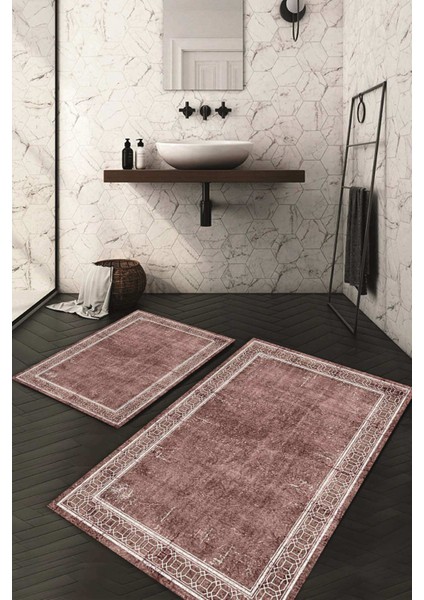 Dijital Baskılı Kaymaz Taban Yıkanabilir 2'li Klozet Takımı Banyo Paspası NDKZ-HT-240