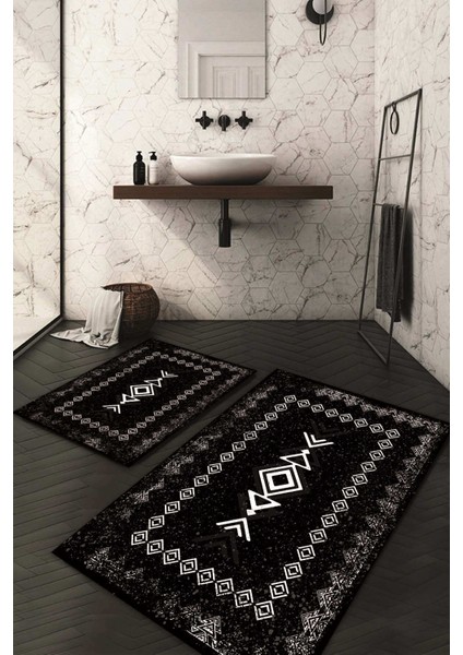 Dijital Baskılı Kaymaz Taban Yıkanabilir 2'li Klozet Takımı Banyo Paspası NDKZ-SD-1045