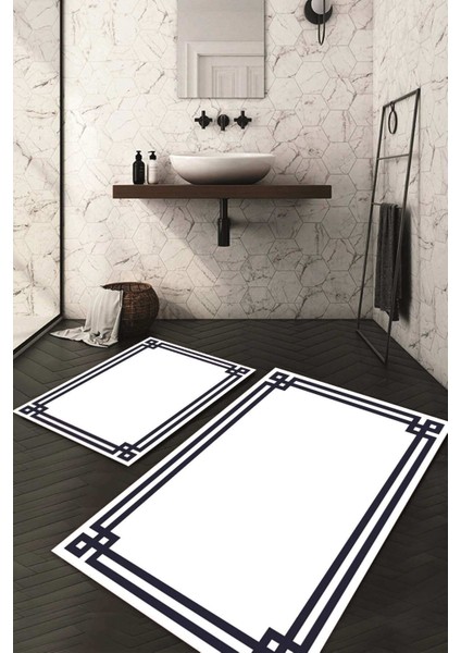 Dijital Baskılı Kaymaz Taban Yıkanabilir 2'li Klozet Takımı Banyo Paspası NDKZ-HT-436