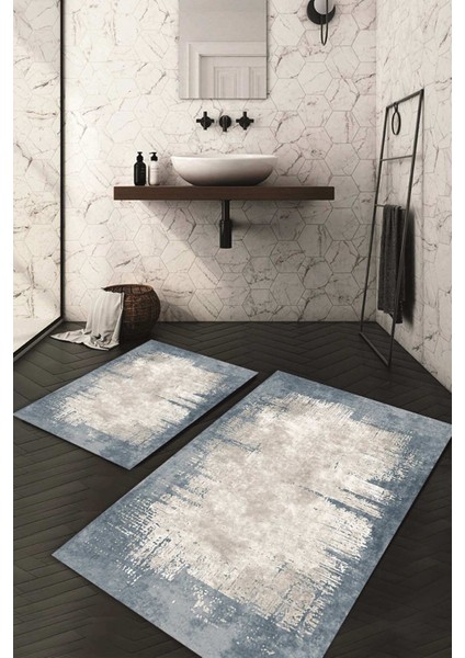 Dijital Baskılı Kaymaz Taban Yıkanabilir 2'li Klozet Takımı Banyo Paspası NDKZ-HT-495