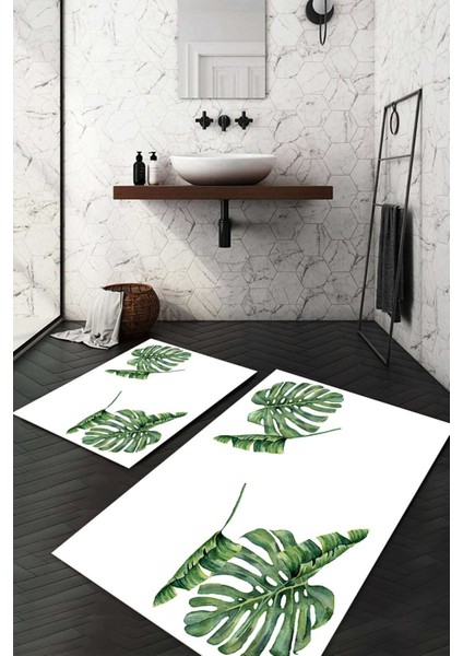 Dijital Baskılı Kaymaz Taban Yıkanabilir 2'li Klozet Takımı Banyo Paspası NDKZ-HT-852