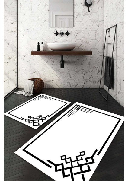 Dijital Baskılı Kaymaz Taban Yıkanabilir 2'li Klozet Takımı Banyo Paspası NDKZ-HT-854