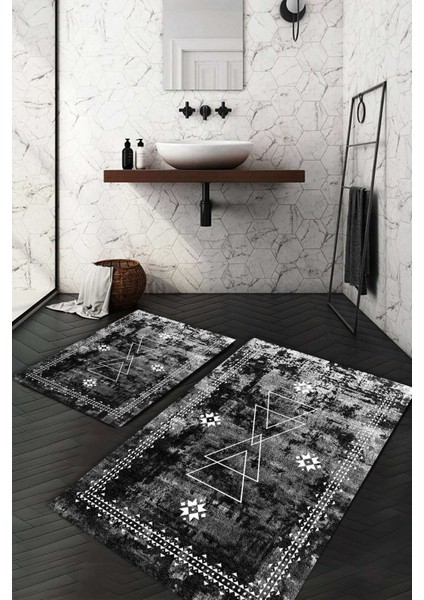 Dijital Baskılı Kaymaz Taban Yıkanabilir 2'li Klozet Takımı Banyo Paspası NDKZ-SD-1034