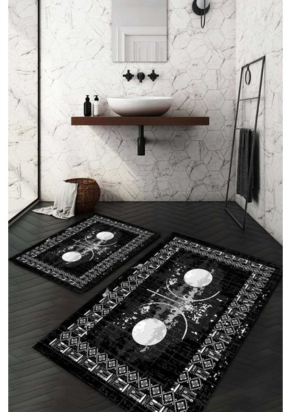 Dijital Baskılı Kaymaz Taban Yıkanabilir 2'li Klozet Takımı Banyo Paspası NDKZ-SD-1070