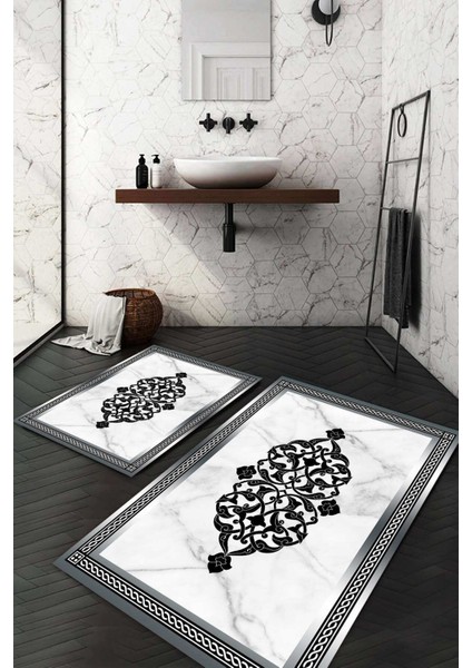 Dijital Baskılı Kaymaz Taban Yıkanabilir 2'li Klozet Takımı Banyo Paspası NDKZ-SD-770