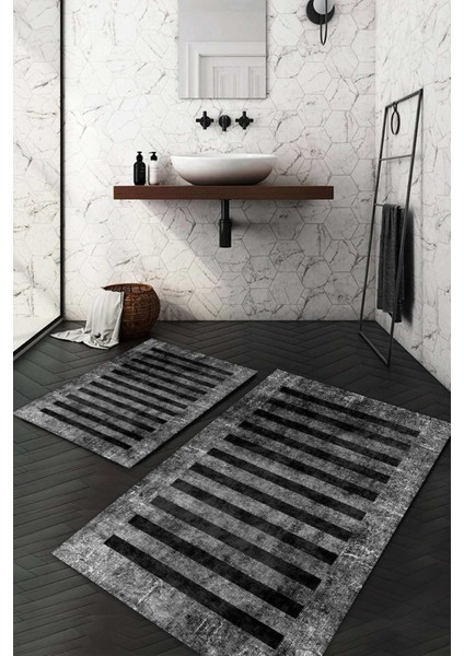 Dijital Baskılı Kaymaz Taban Yıkanabilir 2'li Klozet Takımı Banyo Paspası NDKZ-SD-247